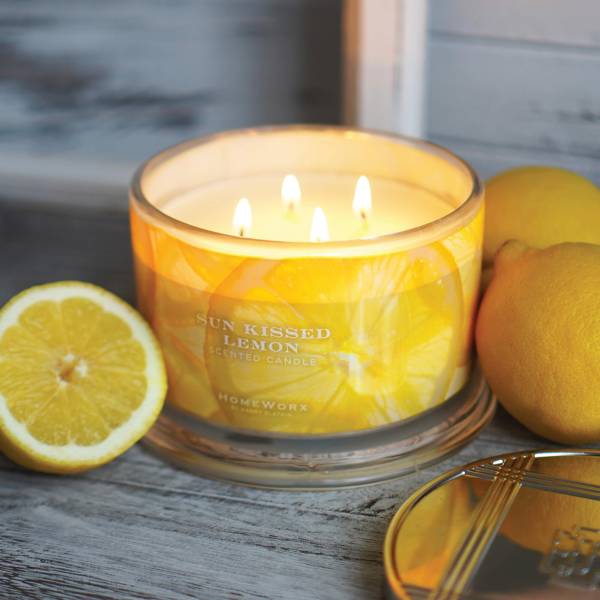 HomeWorx Sun Kissed Lemon 4-wick burn demonstrates strong scent throw across living spaces