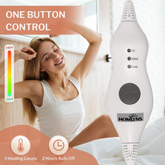 HOMLYNS 3-heat-level display shows customizable warmth for chilly days