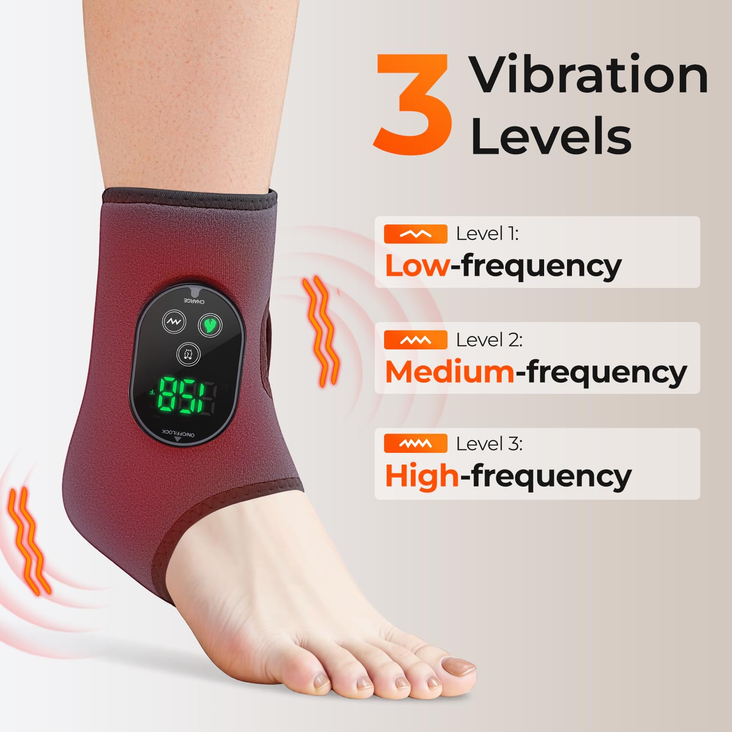 HOMVIMI cordless ankle massager 3000mAh battery powers up to two hours.