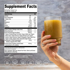 Hona Fiber + Greens natural caffeine from guarana for sustained energy.