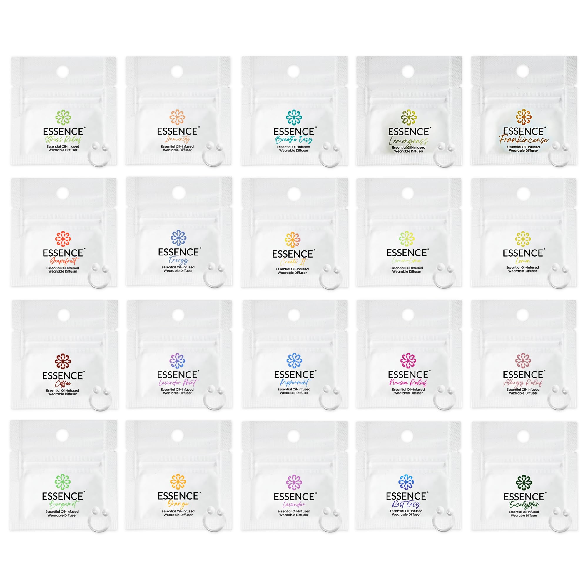 HONÉ Essence nasal diffuser ring close-up showing variety for personalized aromatherapy benefits