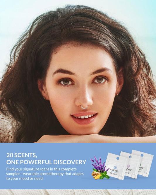 HONÉ Essence wearable nasal diffuser ring on nose demonstrating private, portable wellness