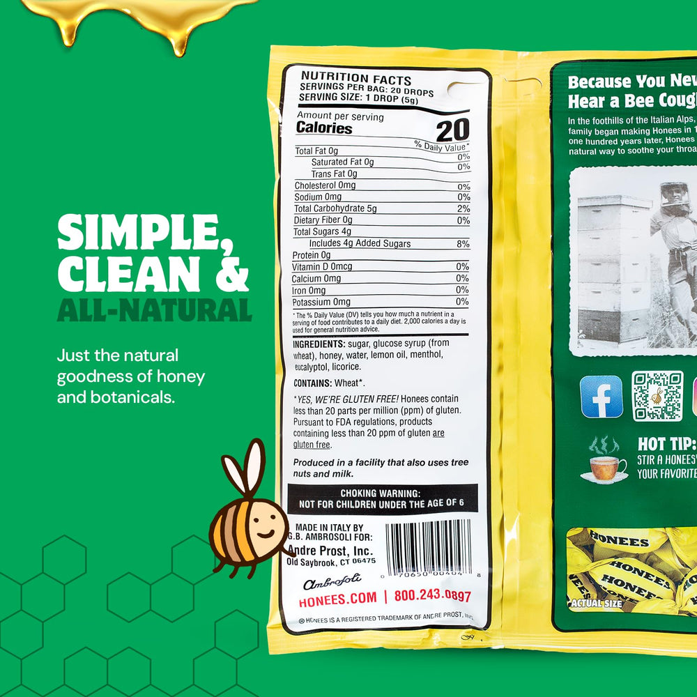 Close-up of natural ingredients in Honees cough drops for gentle comfort
