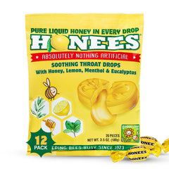 HONEES honey lemon cough drops bottle for portable soothing on the go
