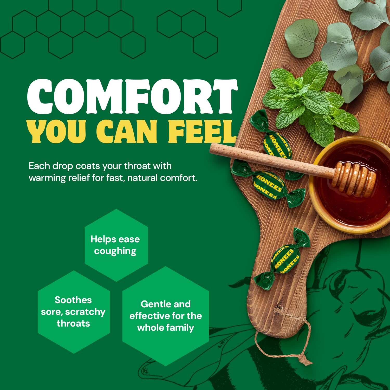 HONEES natural ingredients drops label signals clean composition