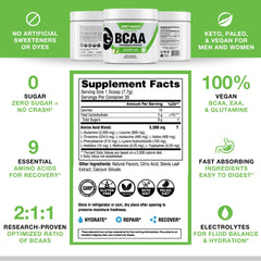 Honey Badger BCAA + EAA ingredients label detail.