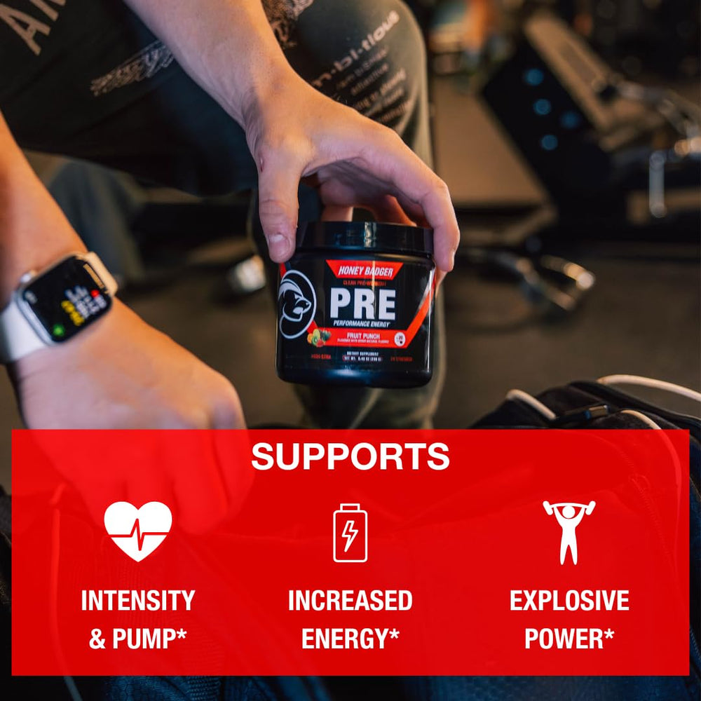 Close-up of L-Citrulline Malate and Beta-Alanine ingredients in Honey Badger