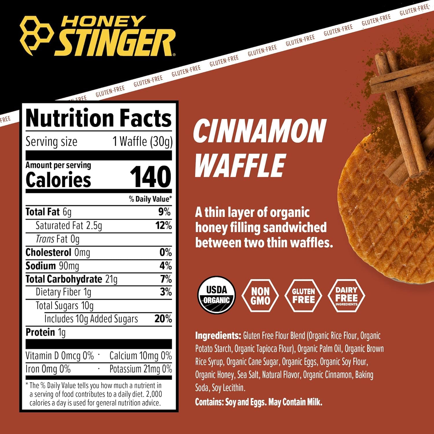Honey Stinger energy waffle cookies and cream flavor satisfying training snack