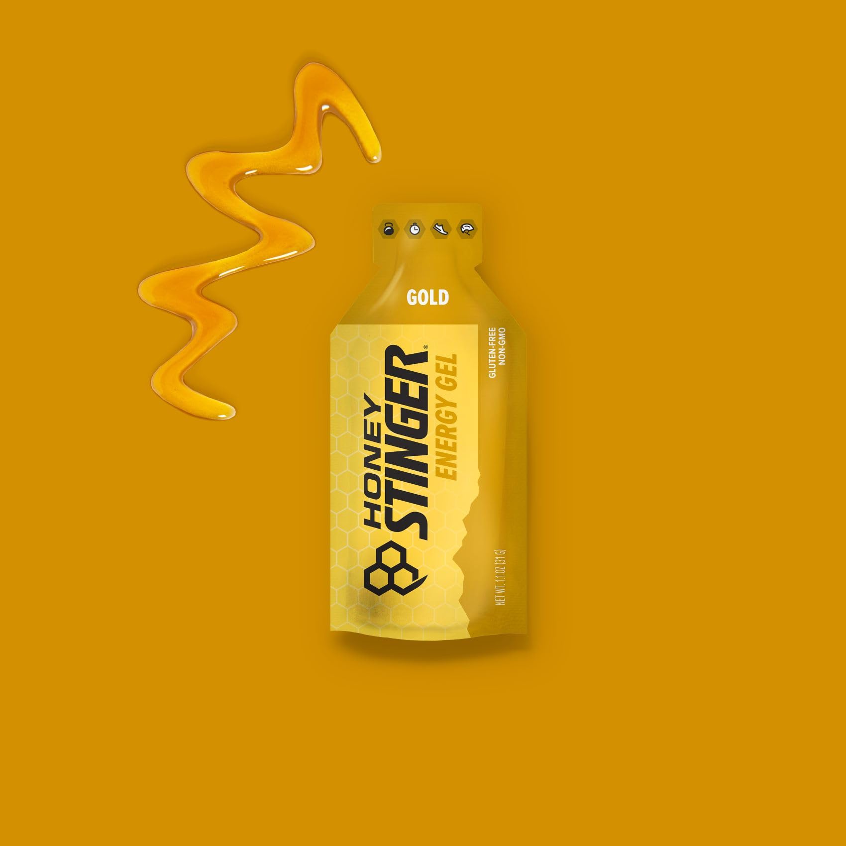 Honey Stinger Gold Energy Gel poured for fast energy.