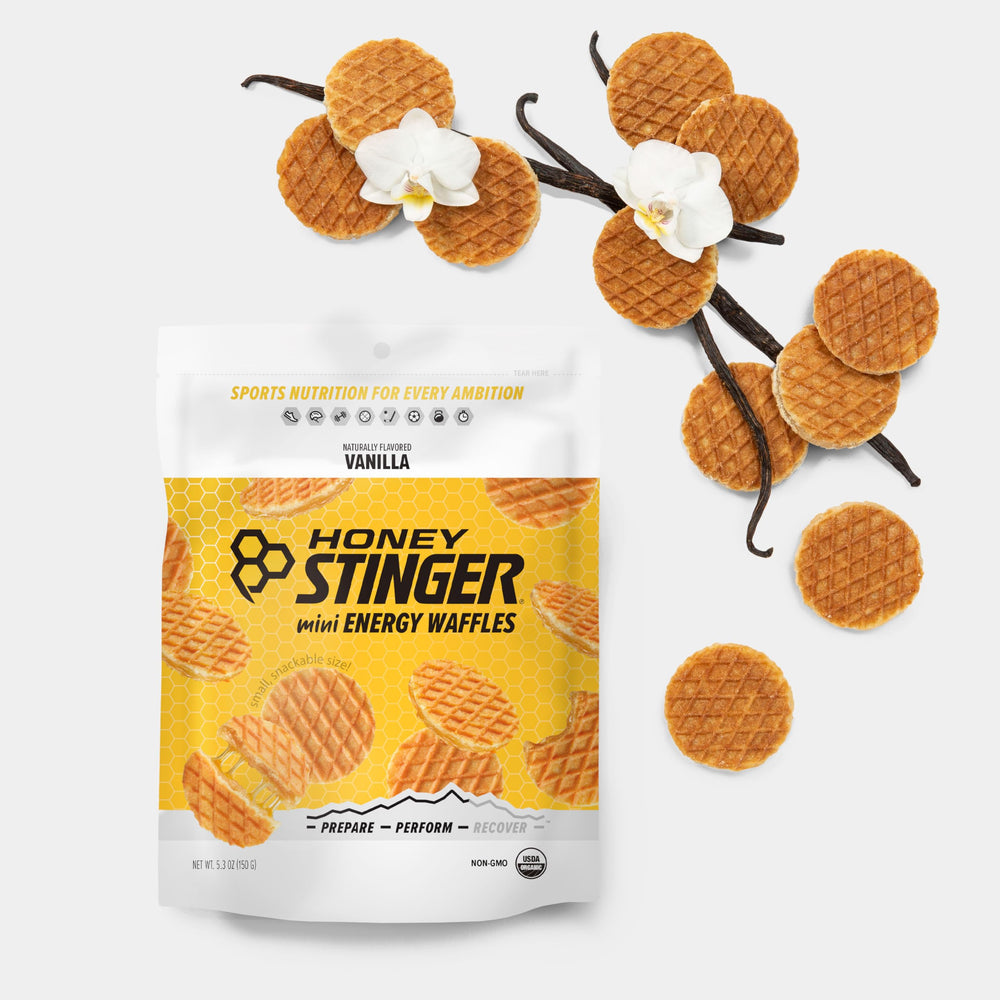 Honey Stinger Mini Vanilla Waffles on the go are gym bag ready