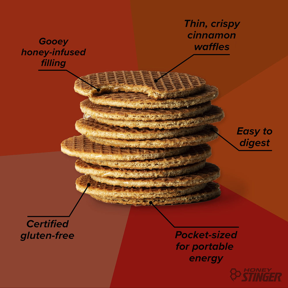 Honey Stinger Organic Cinnamon Waffle in a gym bag ready for pre-workout fuel.