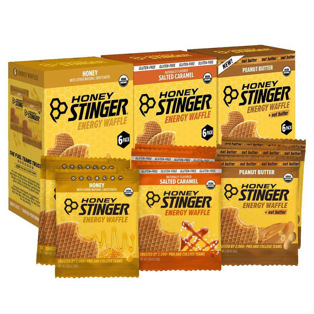Honey Stinger Organic Energy Waffle Variety Pack front view for easy pre-workout fueling