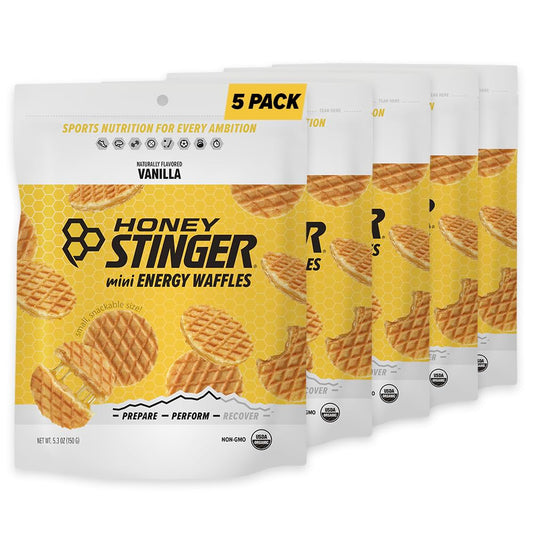 Honey Stinger Organic Mini Vanilla Waffles pack for quick energy on the go