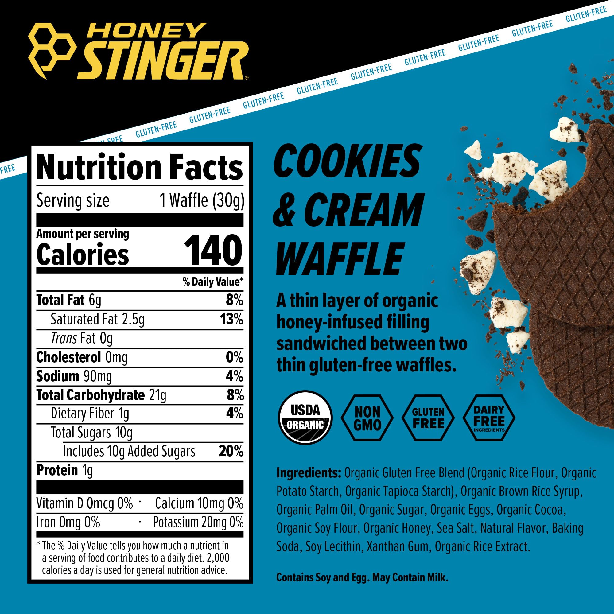 Close-up of salted caramel waffle revealing honey-infused filling and crisp texture