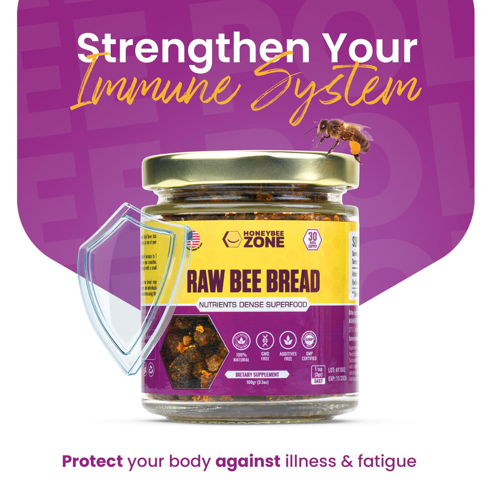 HoneyBeeZone packaging with glass jar communicates gluten-free, non-GMO quality.