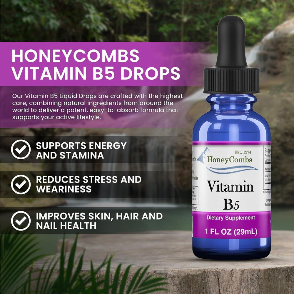 HoneyCombs B5 drops dropper close-up for precise dosing.