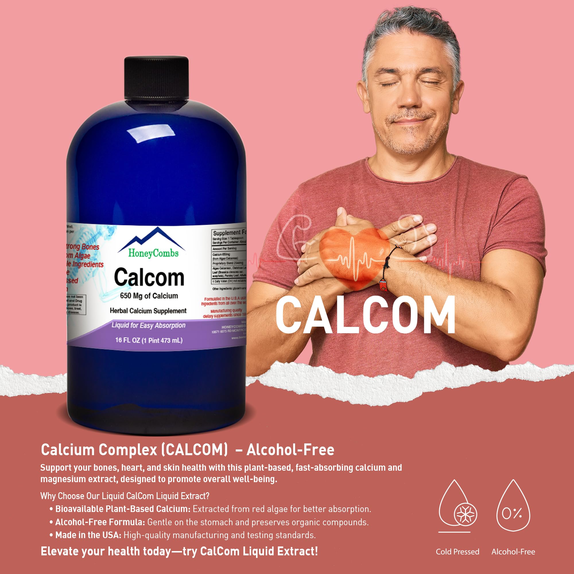 Dropper dispensing Calcom drops for easy dosing
