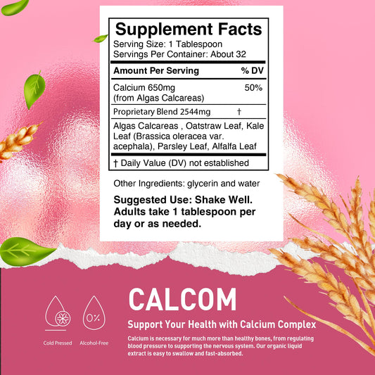 Close up of Calcom label showing vegan mineral formula