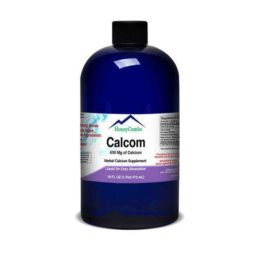 HoneyCombs Calcom liquid calcium drops bottle for daily bone support