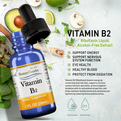 HoneyCombs Vitamin B2 Drops bottle on desk for daily routine.