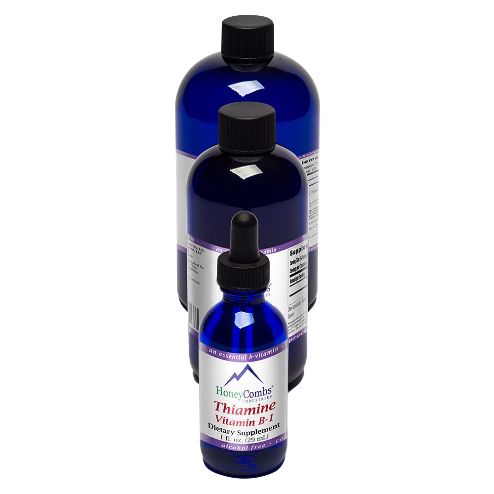 HoneyCombs Thiamine drops ingredients label signals clean, non-GMO formula.