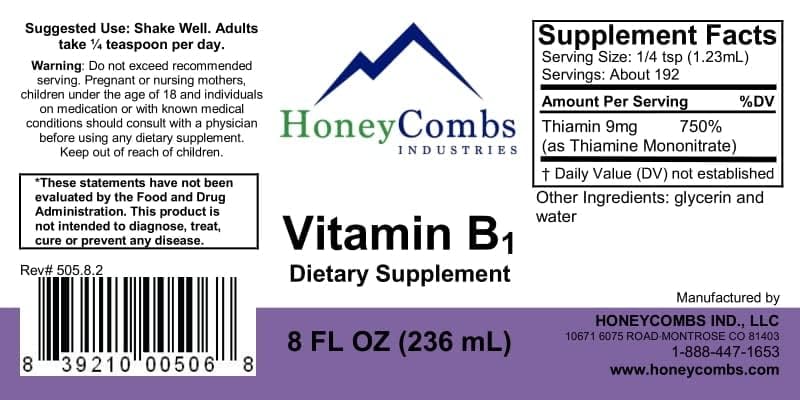 HoneyCombs Thiamine liquid drops in tea for easy mixing.