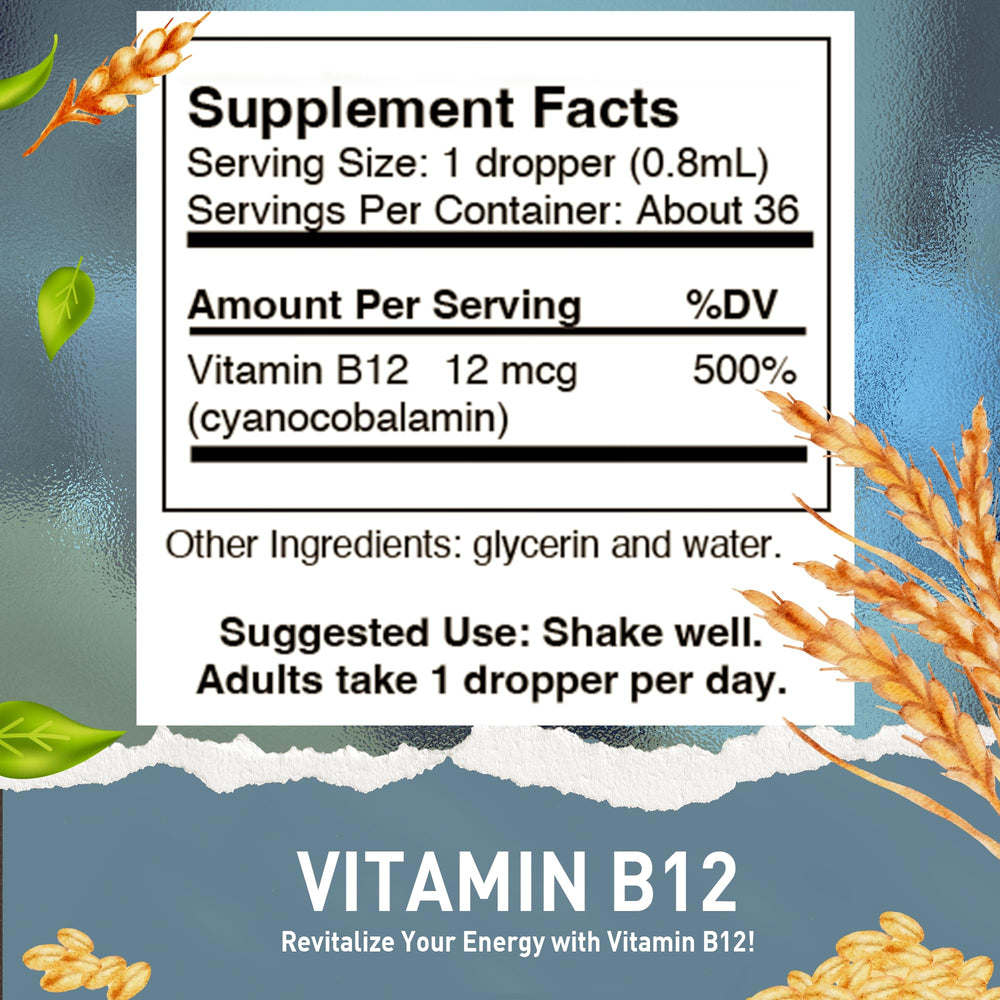 HoneyCombs B12 liquid drops with dropper for precise, convenient dosing.