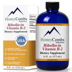 HoneyCombs Vitamin B2 Drops bottle pour for easy daily use and energy support.