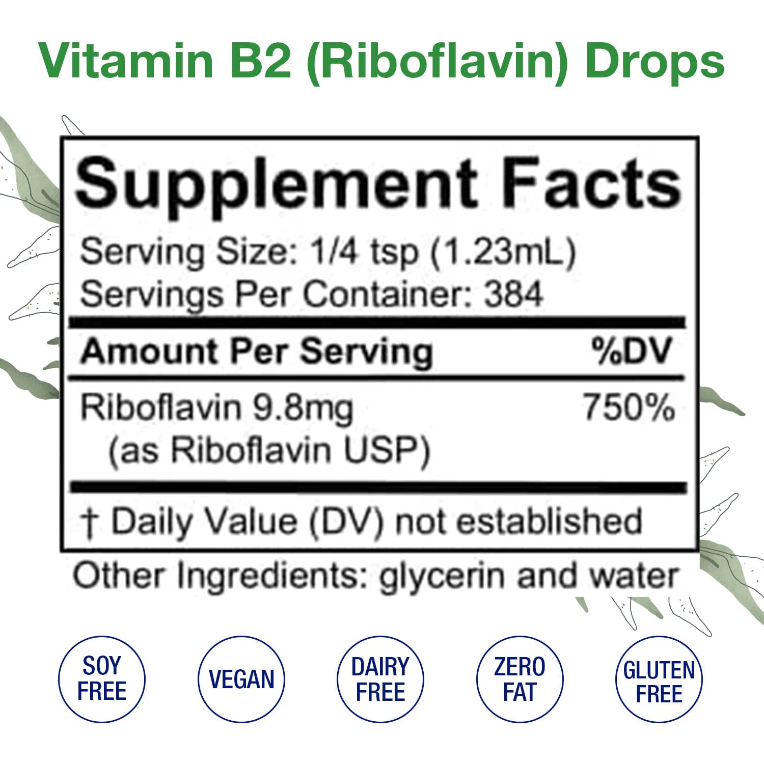 HoneyCombs Vitamin B2 Drops dispense bottle demonstrates simple daily dosing.