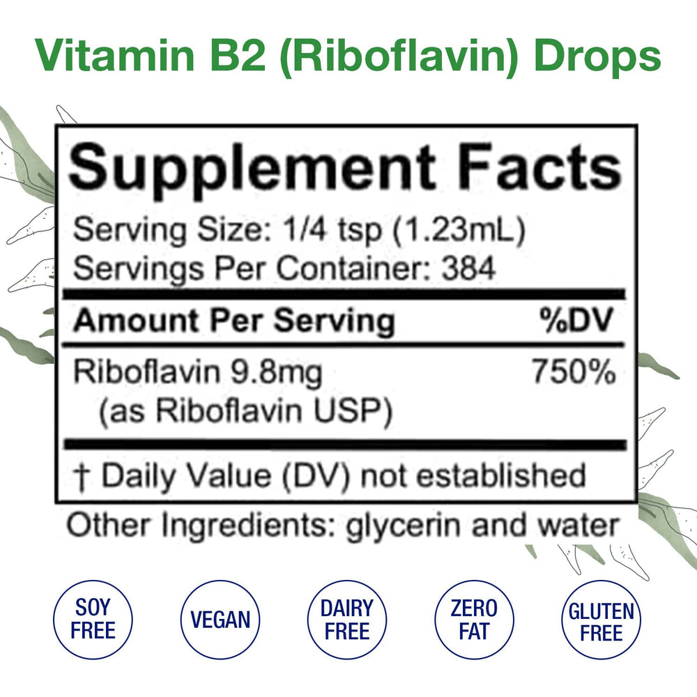 HoneyCombs Vitamin B2 Drops dispense bottle demonstrates simple daily dosing.