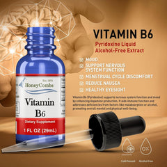 HoneyCombs Vitamin B6 liquid drops serving drops ease daily routine.