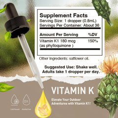HoneyCombs Vitamin K Drops dropper-dispense allows direct use or mixing.