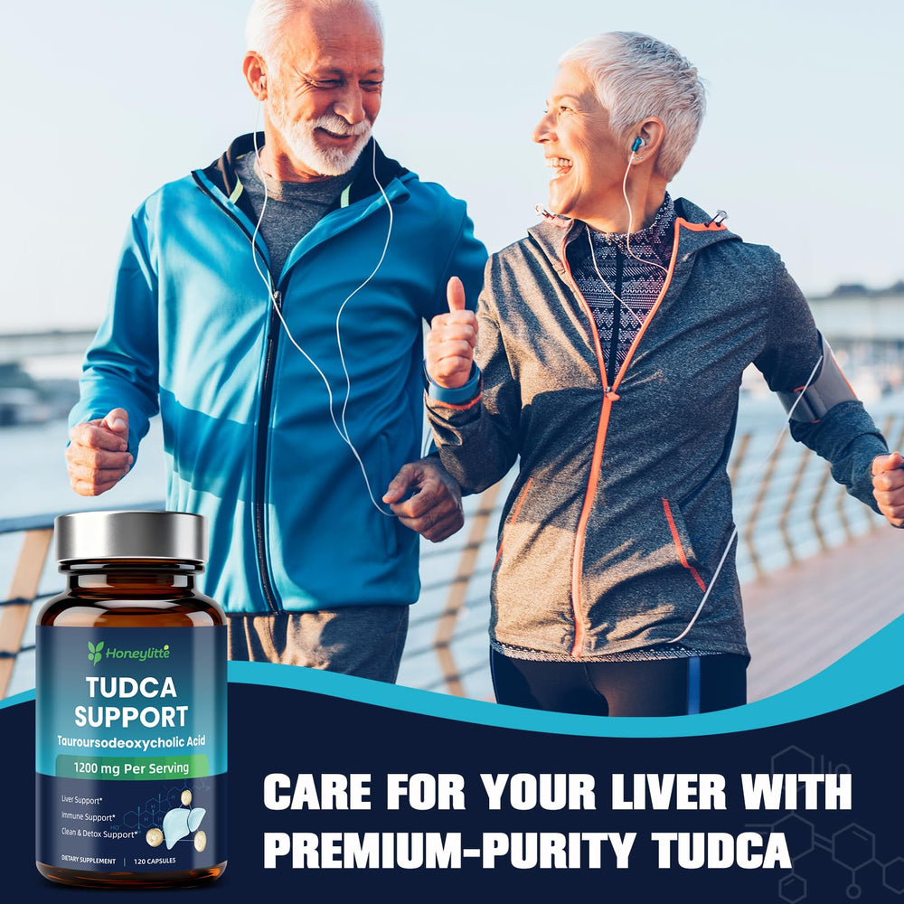 Honeylitte TUDCA 1200mg daily-dose pack indicates 60-day supply