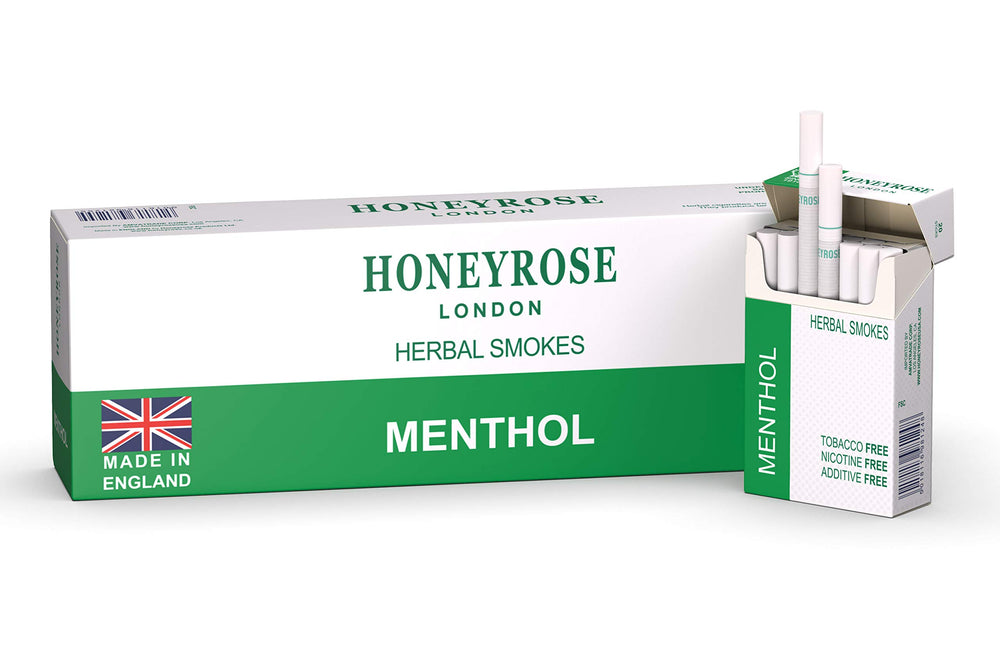 Honeyrose Menthol pack front, a minty alternative for quitting support.