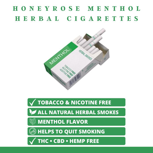 Honeyrose Menthol stick close-up highlighting smokable herbs for cravings.
