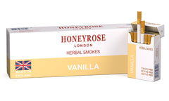 Honeyrose Vanilla herbal cigarettes with vanilla flavor for a nicotine-free satisfying ritual.