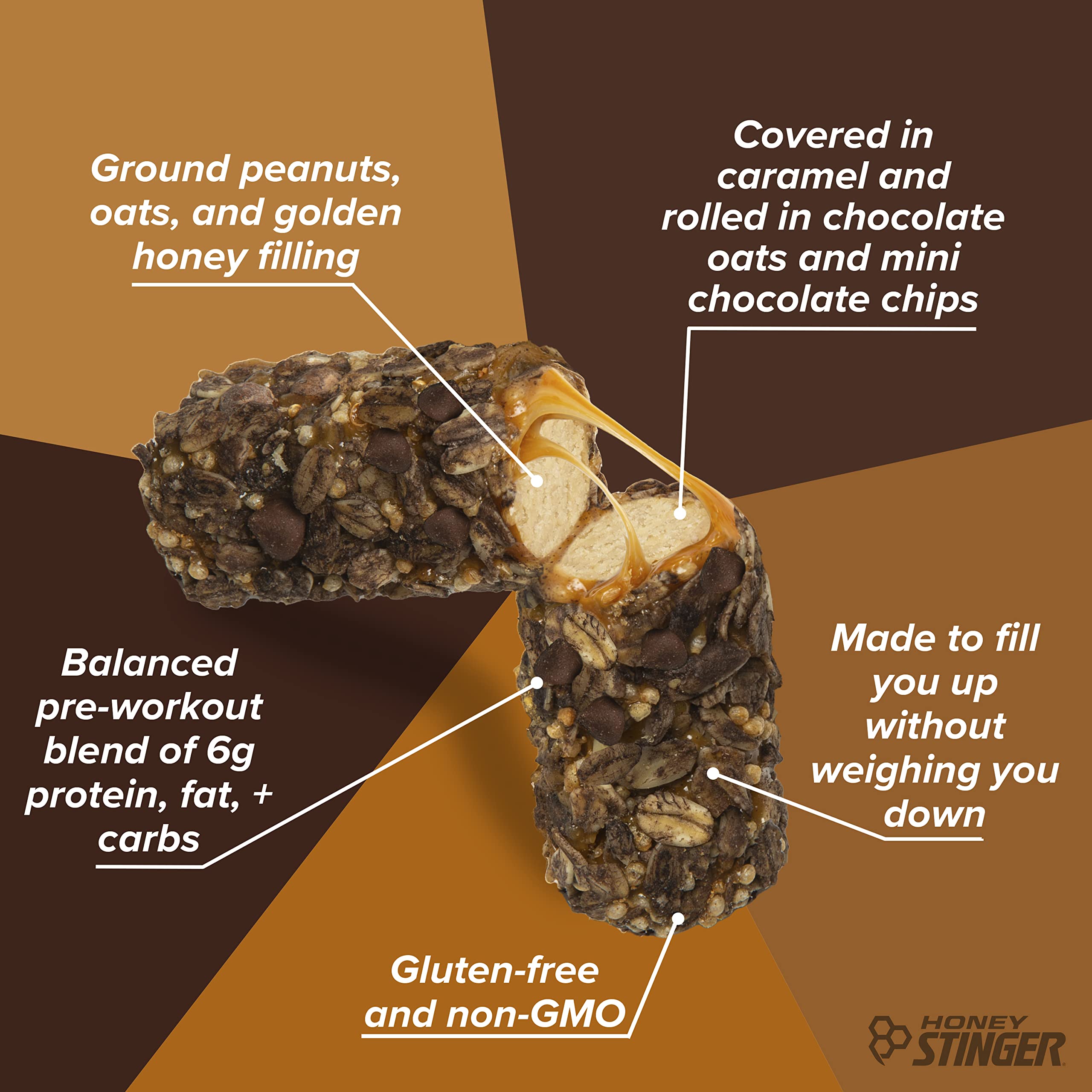 Honey Stinger Oat Honey Bar gold foil wrap on ready-to-eat snack