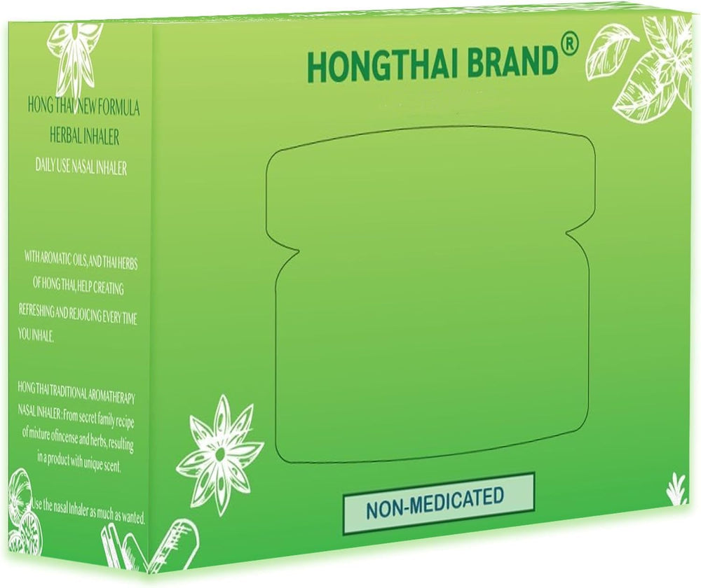 HONG THAI New Herbal Inhaler Green Pack close-up, natural blend for calming routines.
