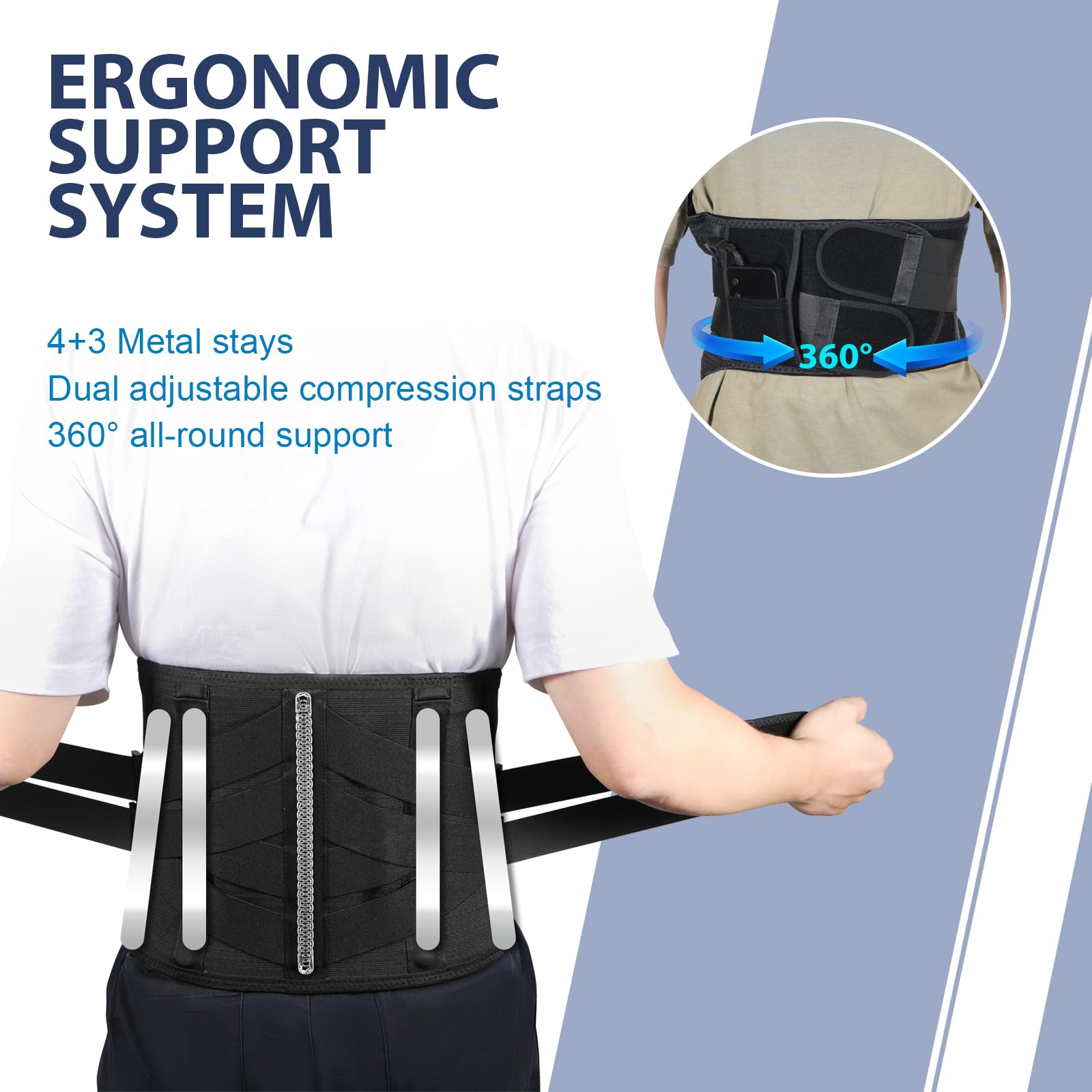 HONGJING cordless massage belt with 5000mAh battery for portable use.