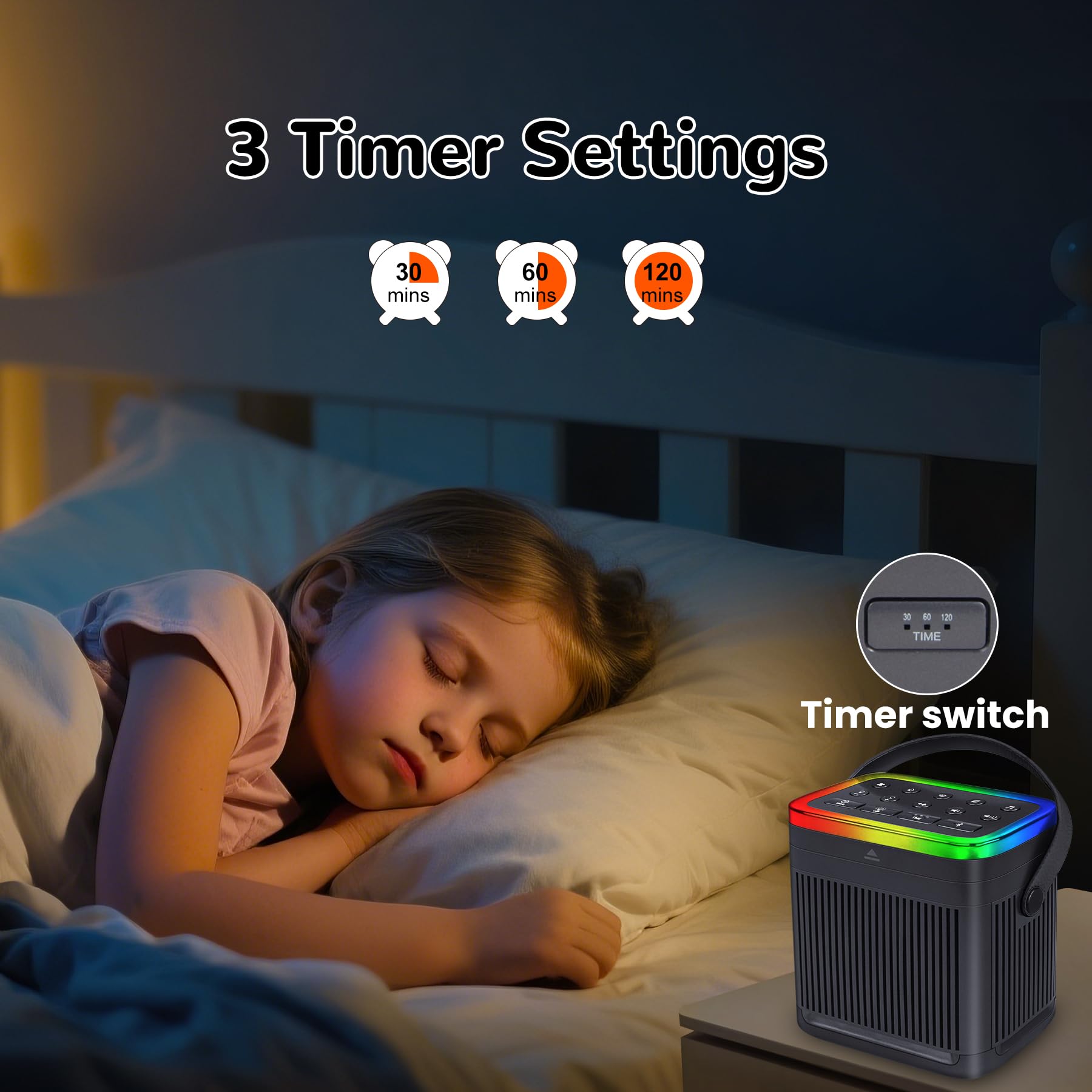 HONGUT 70-sound library provides varied soothing options.
