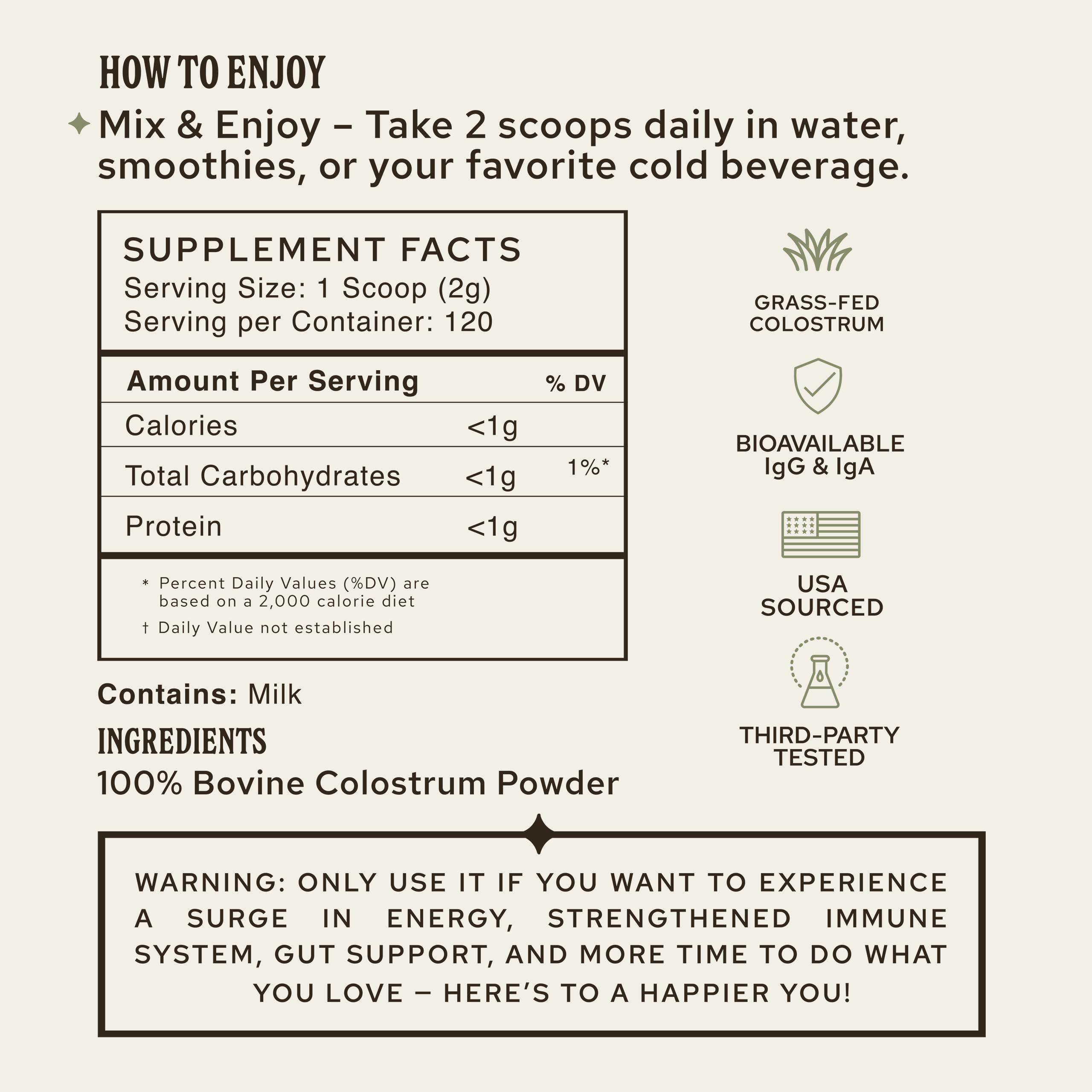 HONOR Supplements Colostrum powder in a smoothie illustrates versatile nourishment.