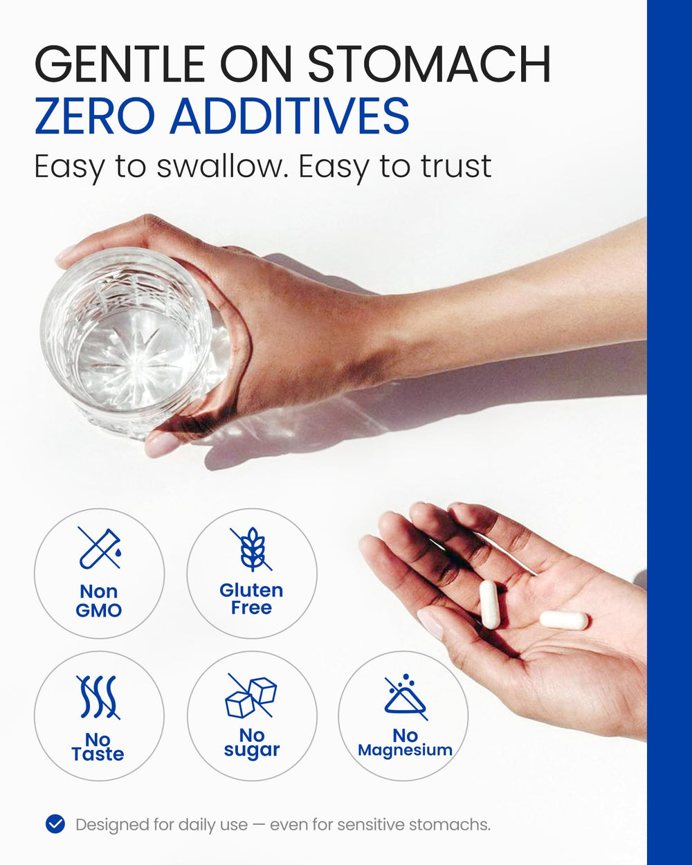 HonSan Pharmaceutical bottle on shelf with gluten-free, vegan, non-GMO icons.