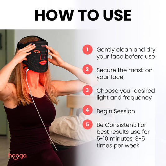 Hooga adjustable fit LED mask for comfortable daily self care sessions.