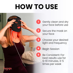 Hooga adjustable fit LED mask for comfortable daily self care sessions.