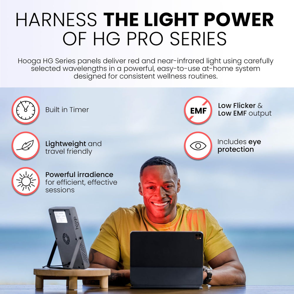 Hooga HG200 built-in stand for hands-free operation on a desk or table.