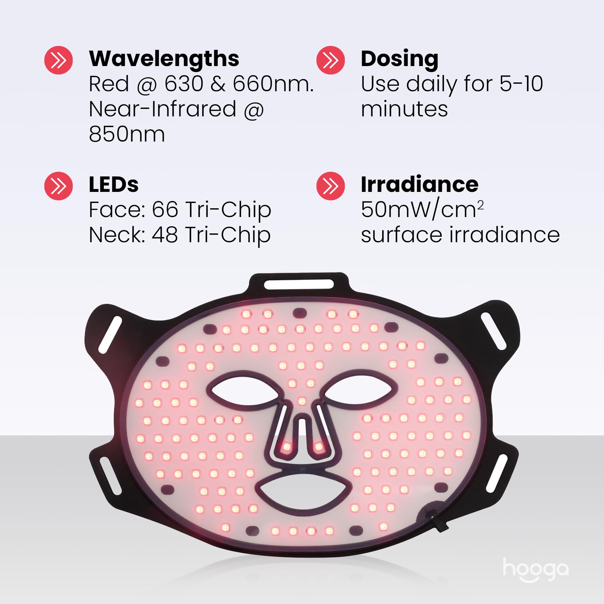 Hooga red light mask side view showing adjustable fit for comfort