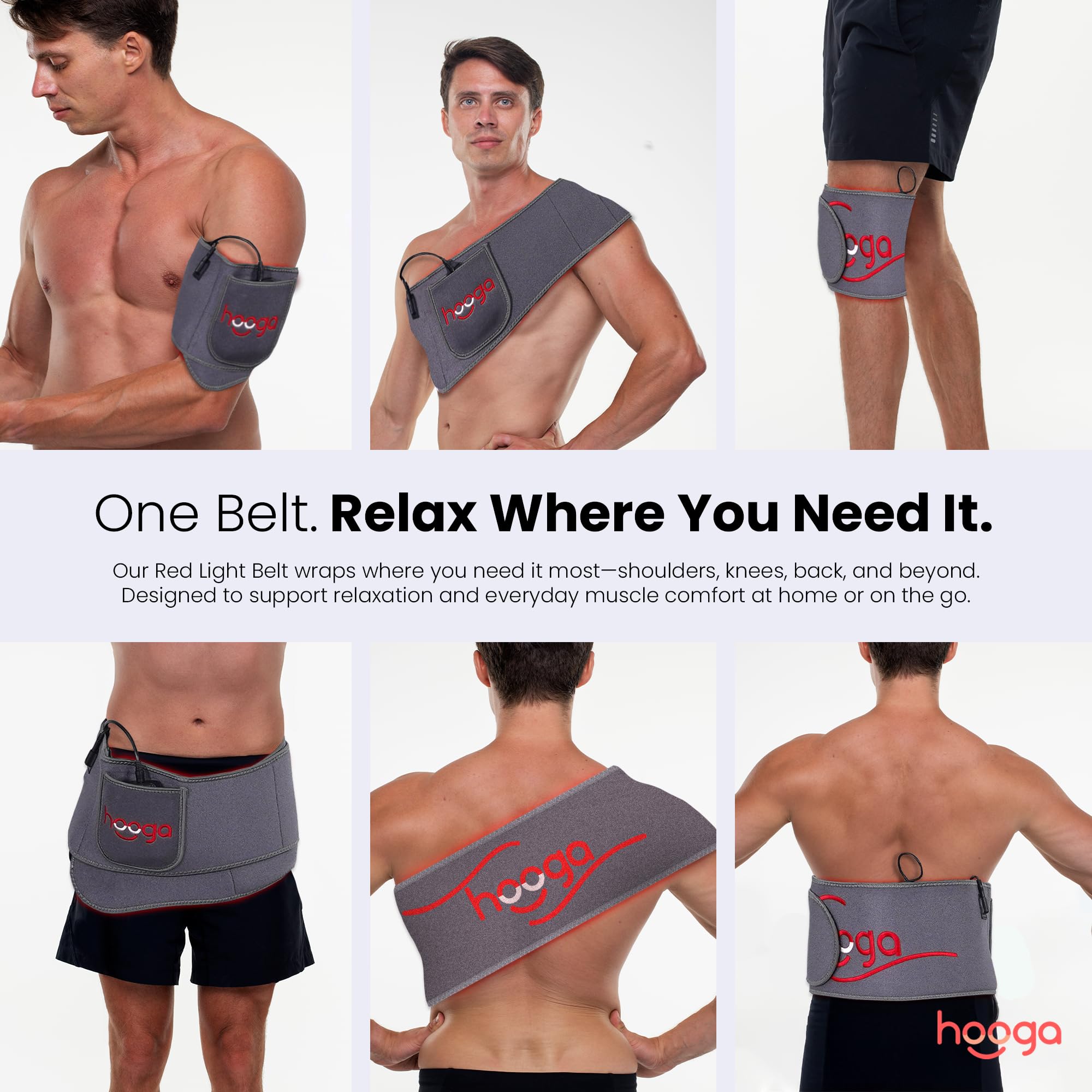 Hooga Red Light Therapy Wrap on the shoulder for targeted light exposure