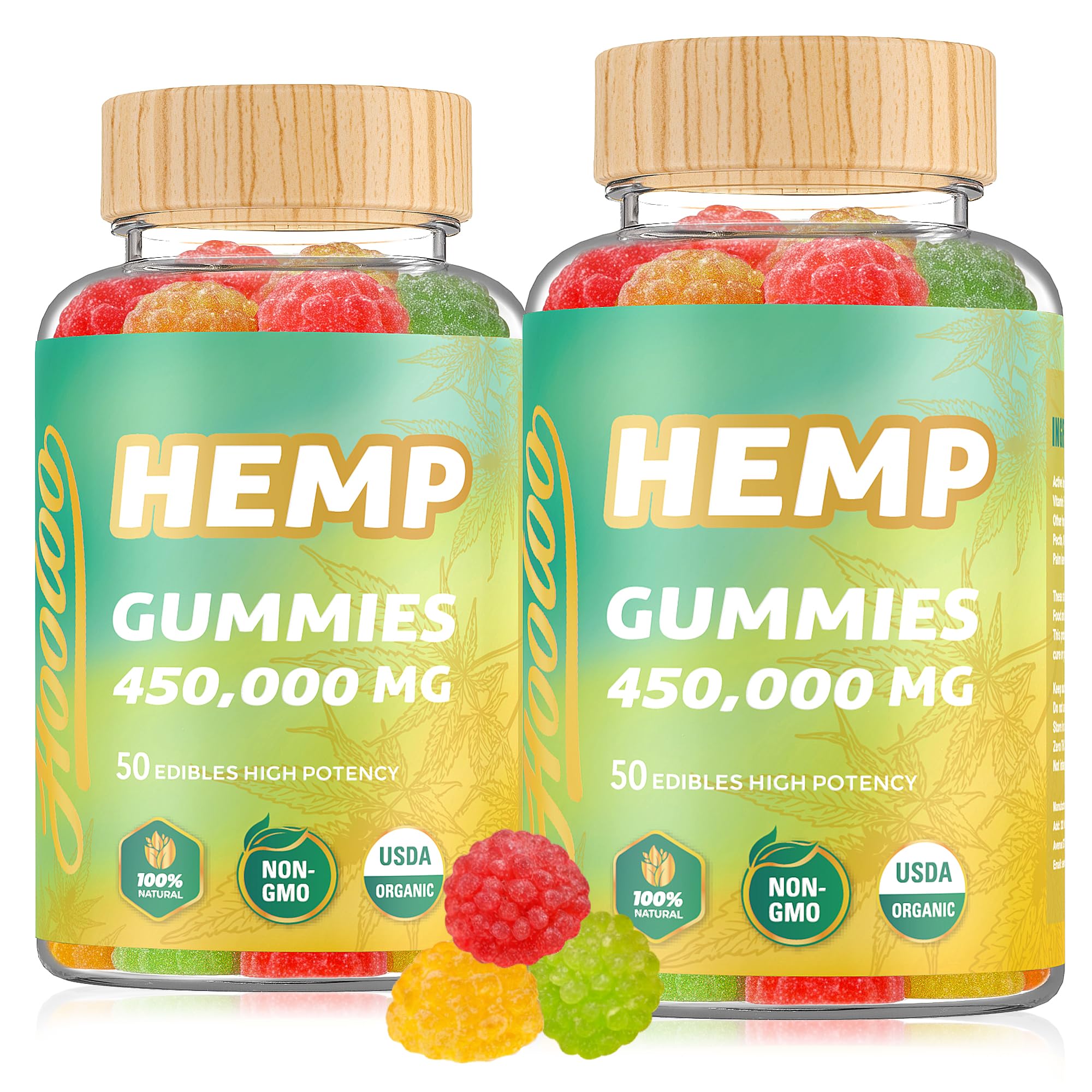 HOOLOO Hemp Gummies bottle front highlighting branding and nightly support.