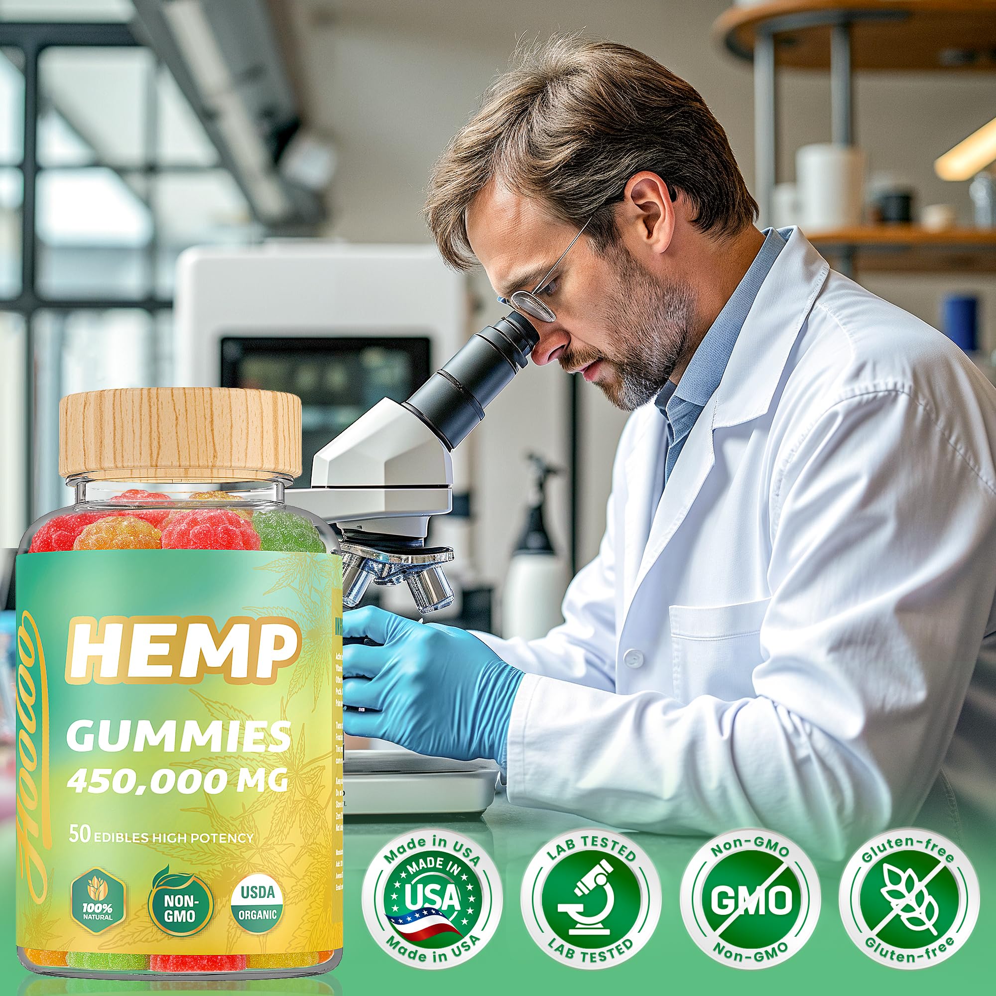 HOOLOO Hemp Gummies juicy peach flavor for a light bedtime treat.
