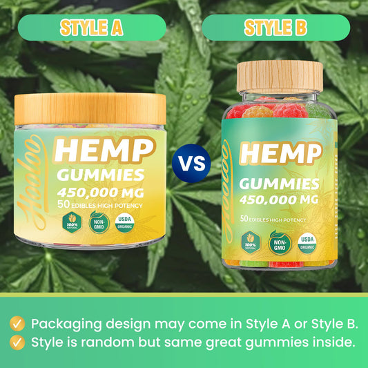 HOOLOO Hemp Gummies label closeup emphasizing quality and USA-made origin.